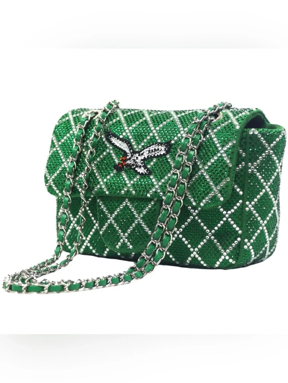 NWT NFL Philadelphia Eagles Green Crystal Crossbody Bag - Picture 2 of 4